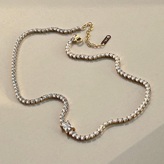 Cubic Zirconia Chain And Bracelet Neck Chain Choker