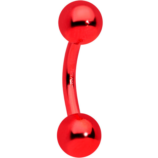 16G 1/4 Red Simple Curved Eyebrow Ring