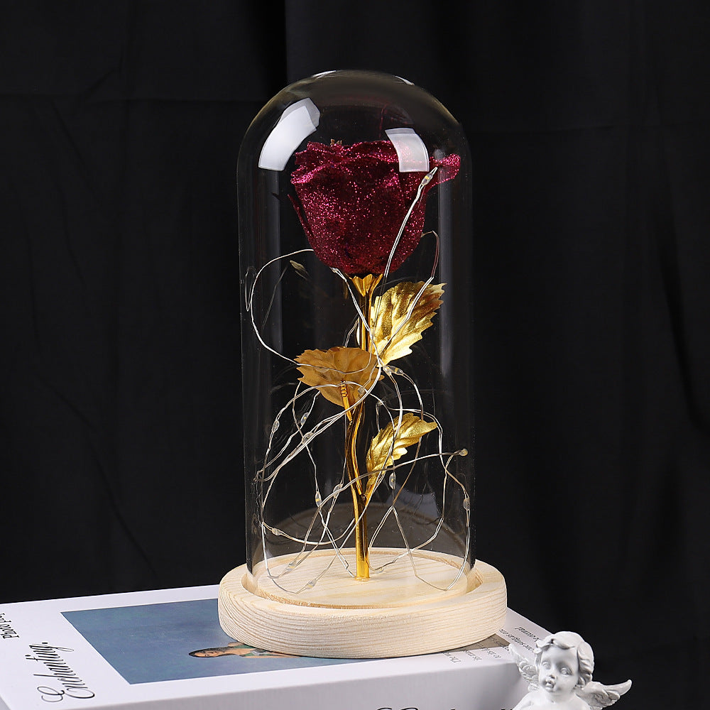 Eternal Rose with LED Light in Glass Cover