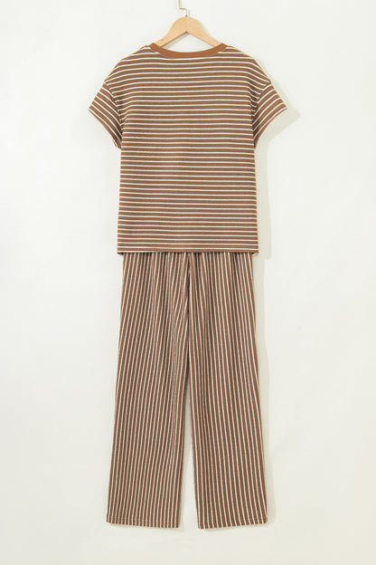 Stripe Crew Neck Tee and Drawstring Pants