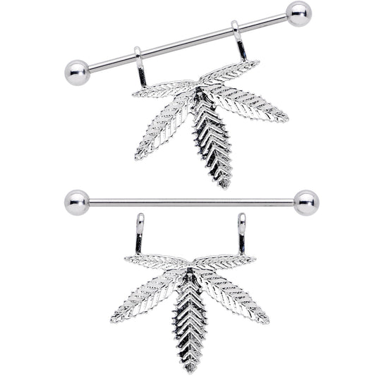 14G 11/16 Hanging Pot Leaf Dangle Nipple Shield Set