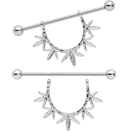 14G 5/8 Garland Pot Leaf Dangle Nipple Shield Set