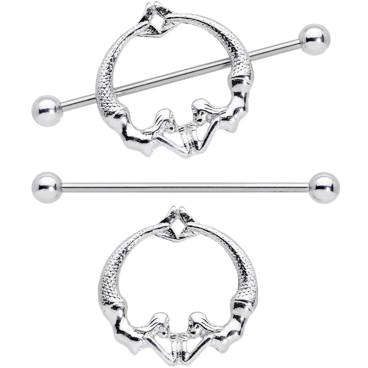 14G 13/16 Double Mermaid Nautical Nipple Shield Set