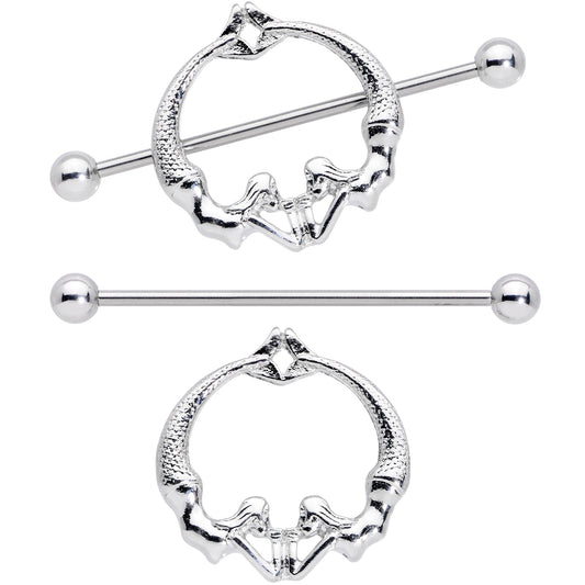 14G 13/16 Double Mermaid Nautical Nipple Shield Set