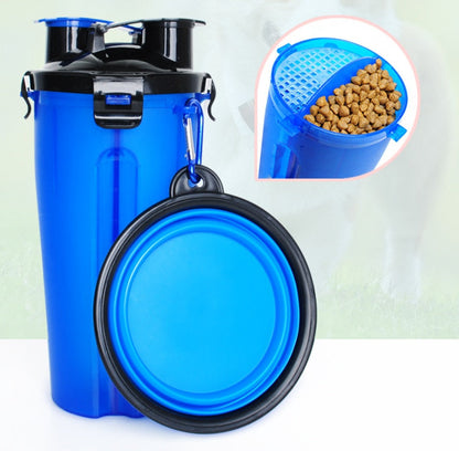 2-in-1 Pet Water Bottle Dispenser with Silicone Bowl