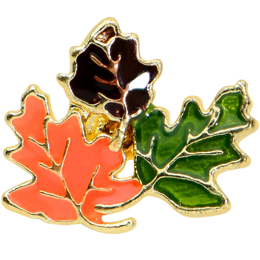 16G 5/16 Gold Tone Lovely Autumn Leaf Trio Labret Monroe Tragus