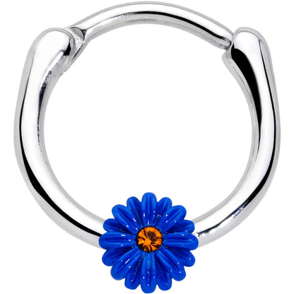 16G 3/8 Yellow Gem Blue Sunflower Cartilage Clicker