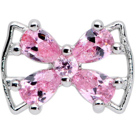 16G 1/4 Pink CZ Gem Beauty Bow Cartilage Tragus Earring