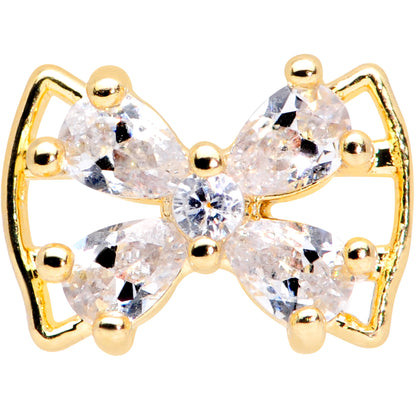 16G 1/4 Clear CZ Gem Gold Tone Beauty Bow Cartilage Tragus