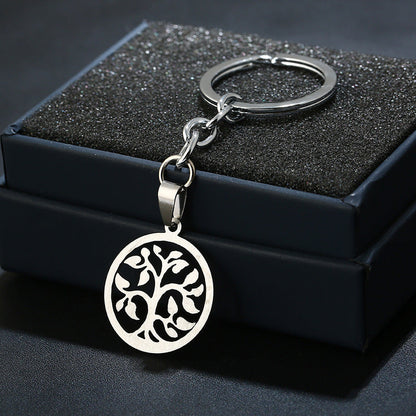 Stainless Steel Tree of Life Keychain