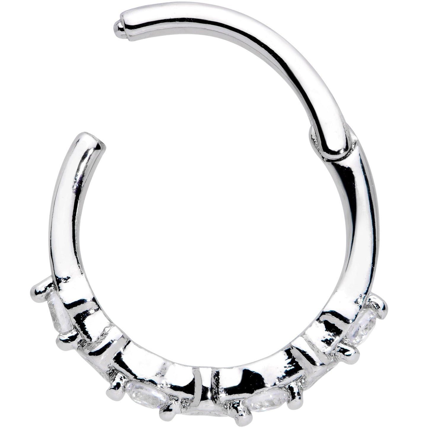 16G 3/8 Clear CZ Gem Little Hearts Valentine Hinged Segment Ring