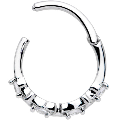 16G 3/8 Clear CZ Gem Little Hearts Valentine Hinged Segment Ring