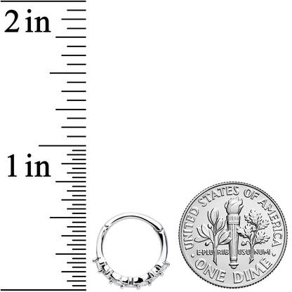 16G 3/8 Clear CZ Gem Little Hearts Valentine Hinged Segment Ring