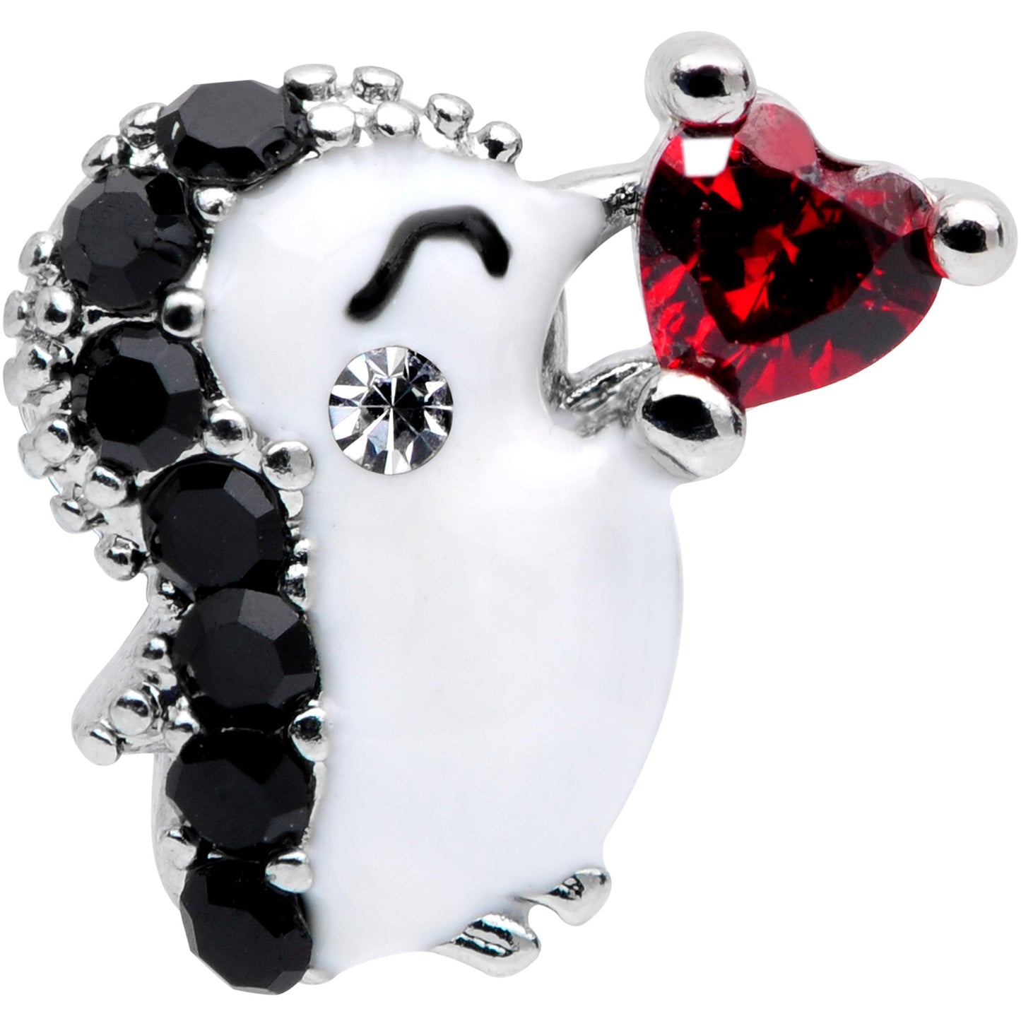 16G 1/4 Red Gem Penguin Heart Valentines Day Cartilage Tragus