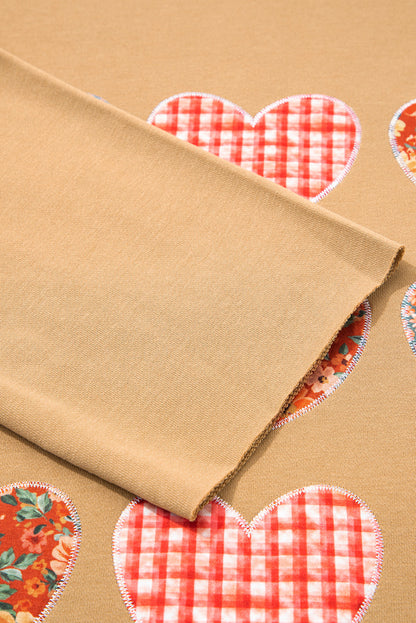 Valentine Heart Patchwork Reverse Seam Sweatshirt