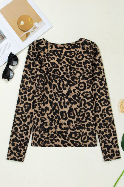 Leopard Slim Long Sleeve T-Shirt