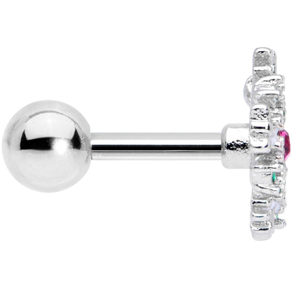 16G 1/4 Clear Pink Green Gem Snowflake Cartilage Tragus Earring