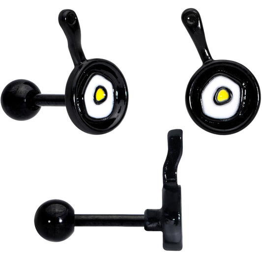 16G 1/4 Black Spatula Kitchen Cooking Cartilage Earring Set of 2