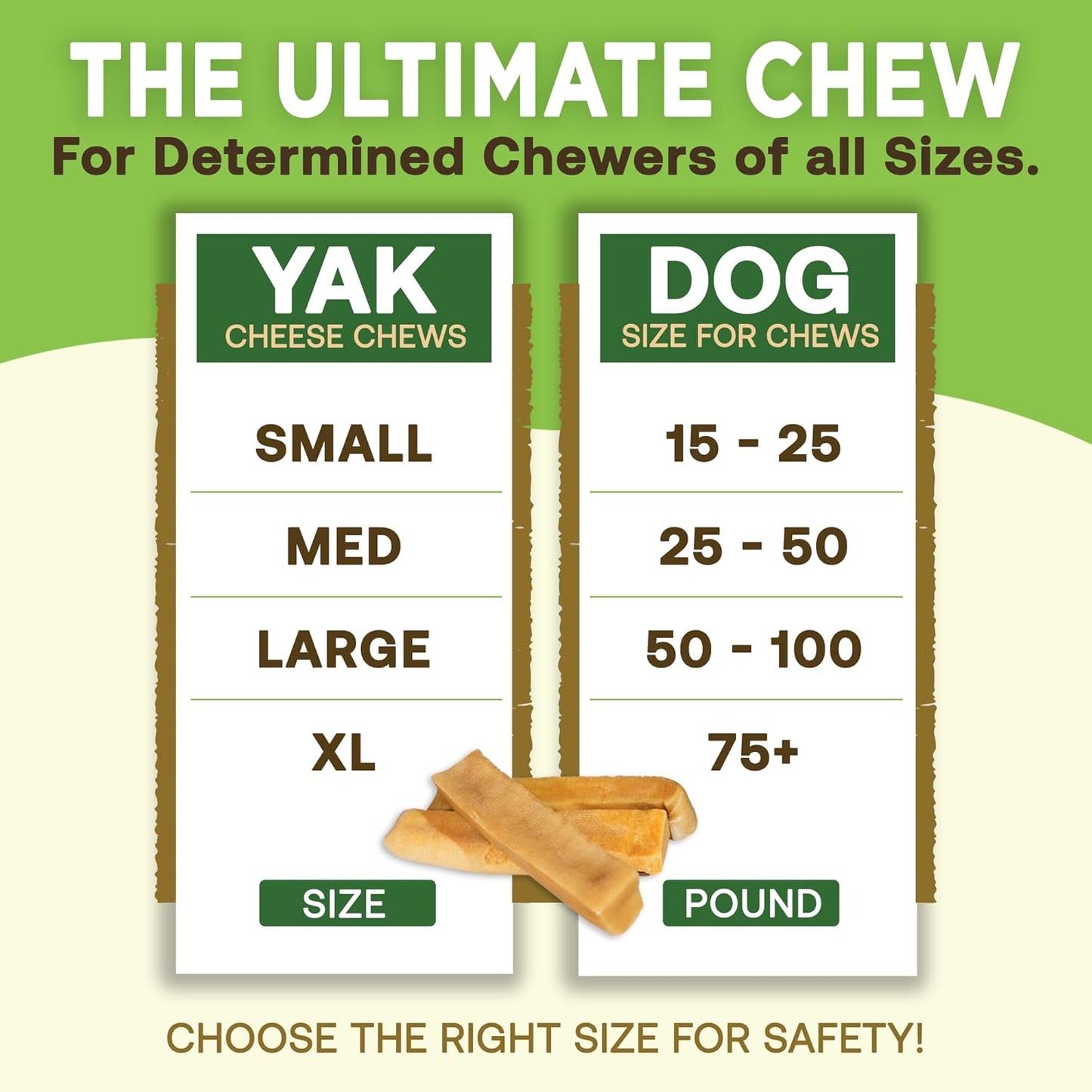 Gold Yak Chews for Medium Dogs (3 Medium Sized Chews)