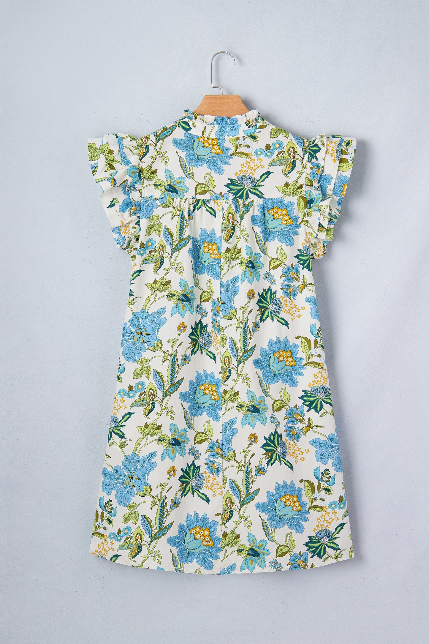 Floral V-Neck Triple Ruffle Mini Dress