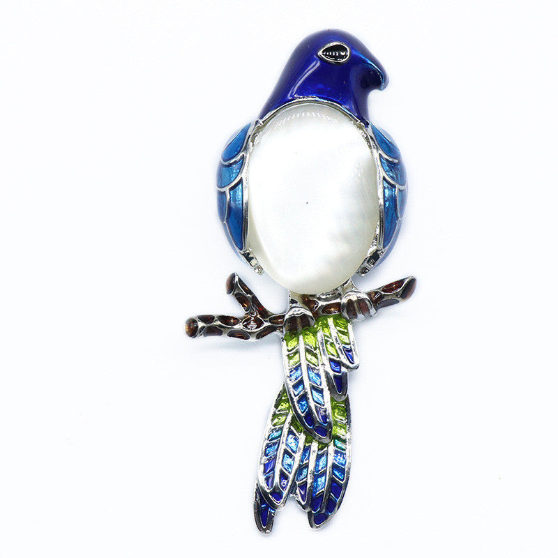 Gemstone Inlaid Brooch Pendant