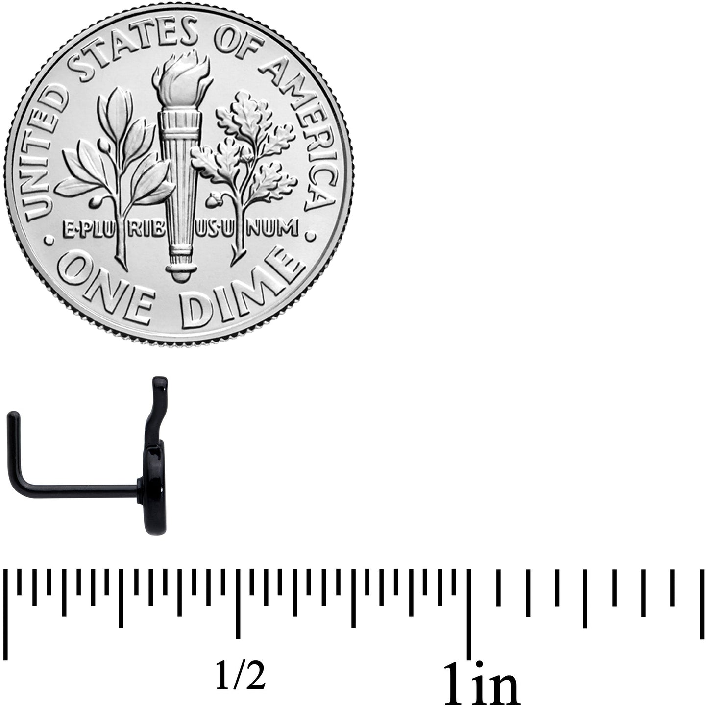 20G 7mm Black Spatula Kitchen Cooking L Shape Nose Ring Set of 2