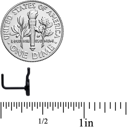 20G 7mm Black Spatula Kitchen Cooking L Shape Nose Ring Set of 2