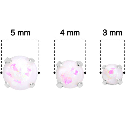 20G White Faux Opal 3mm to 5mm Post Stud Earrings Set of 3