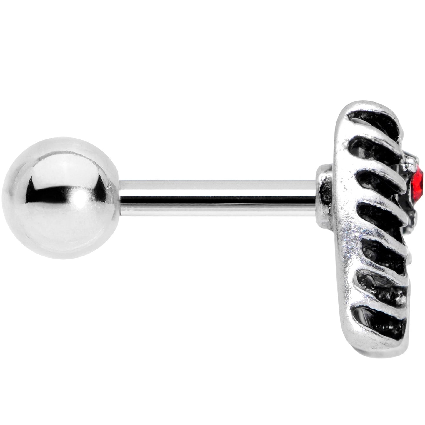 16G 1/4 Red CZ Gem Heart Skeleton Halloween Cartilage Earring