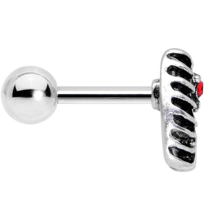 16G 1/4 Red CZ Gem Heart Skeleton Halloween Cartilage Earring