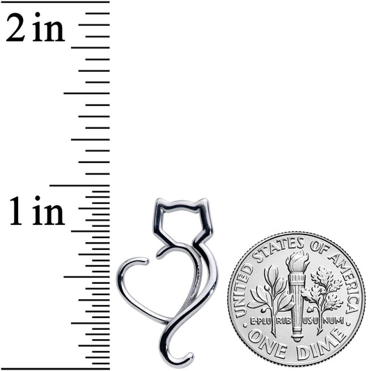 16G 5/16 Cat Lover Heart Kitty Closure Ring