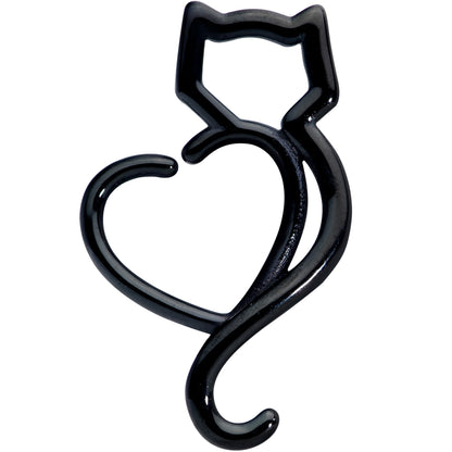 16G 5/16 Black Cat Lover Heart Kitty Closure Ring