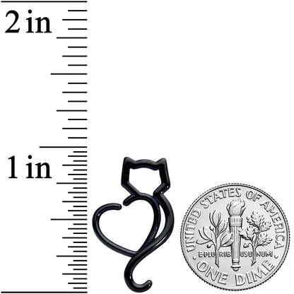 16G 5/16 Black Cat Lover Heart Kitty Closure Ring