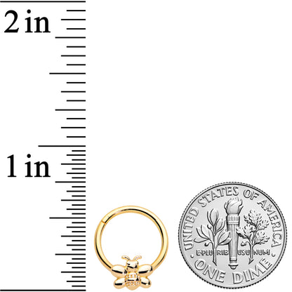 16G 3/8 Gold Tone Simple Stylish Bee Hinged Segment Ring