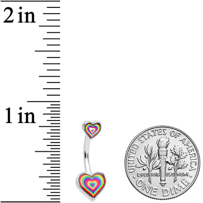 Rainbow Tie Dye Heart Valentines Day Double Mount Belly Ring