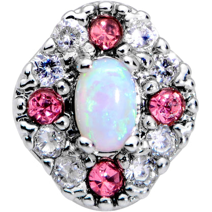 20G 5/16 White Synthetic Opal Glam Oval Nose Bone