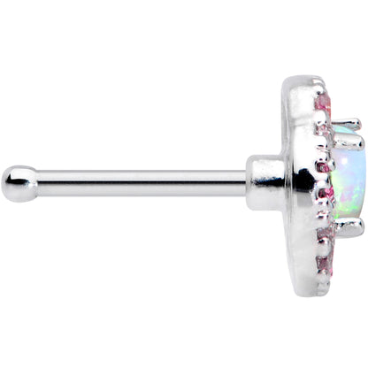20G 5/16 White Synthetic Opal Glam Oval Nose Bone