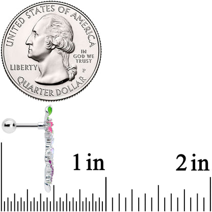 16G 1/4 Clear CZ Gem Flower Purple Butterfly Cartilage Tragus