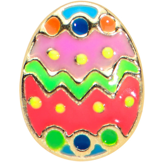 16G 5/16 Gold Tone Funky Painted Easter Egg Labret Monroe Tragus
