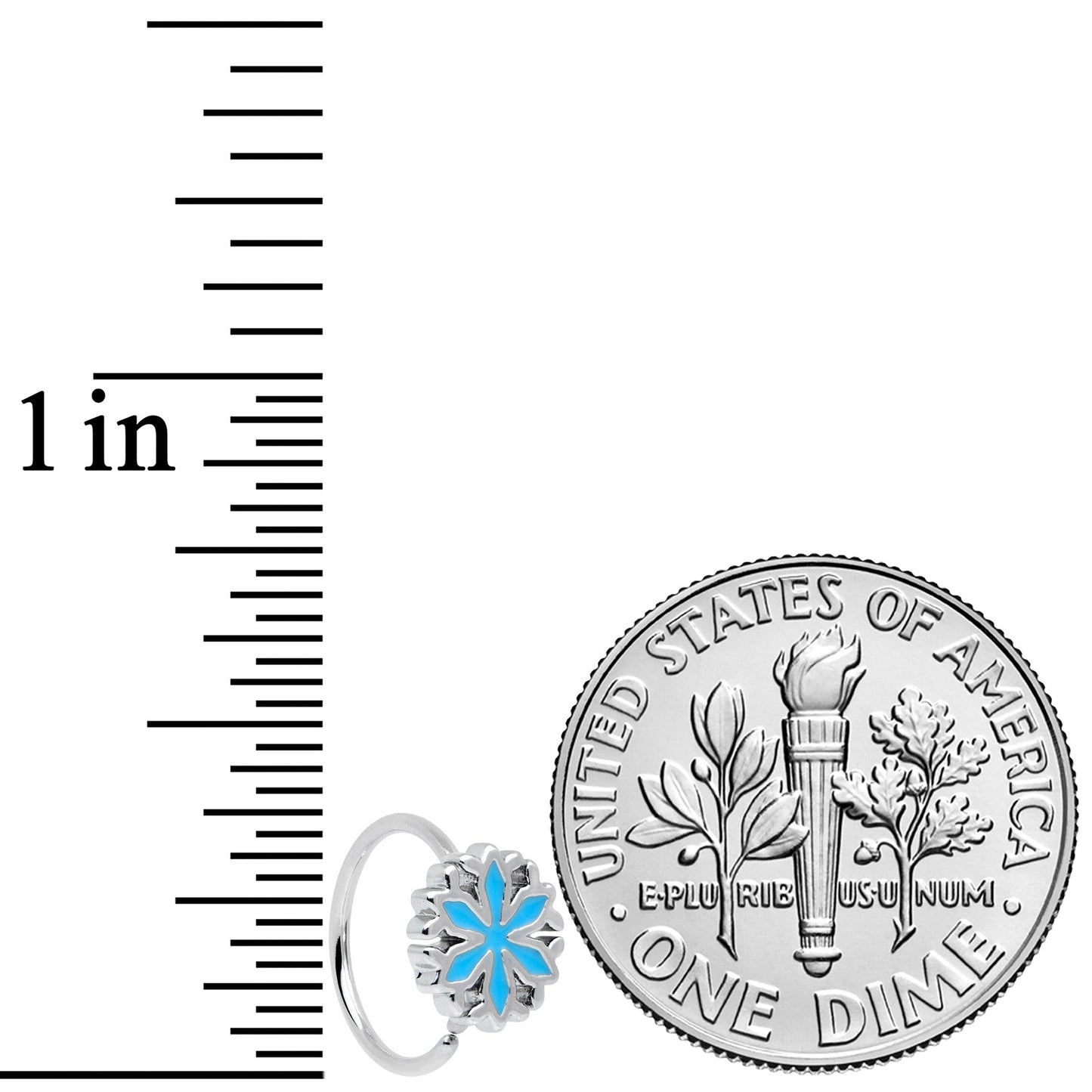 20G 5/16 Simple Blue Snowflake Christmas Nose Hoop