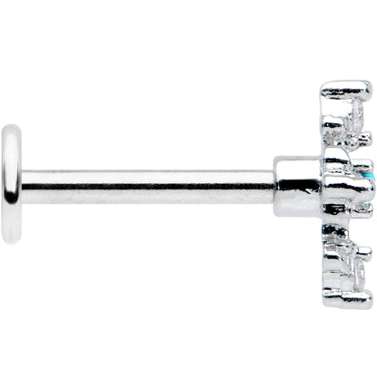 16G 5/16 Clear Blue Gem Renaissance Cross Labret Monroe Tragus