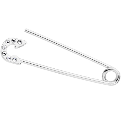 14G Clear Gem Punk Rock Safety Pin Industrial Barbell 38mm