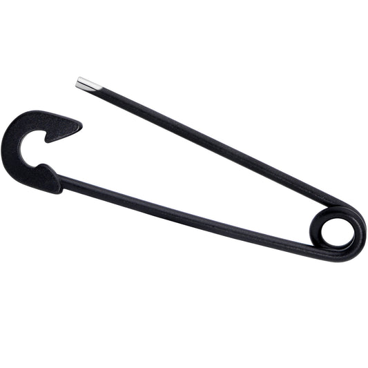14G Black Matte Punk Rock Safety Pin Industrial Barbell 38mm