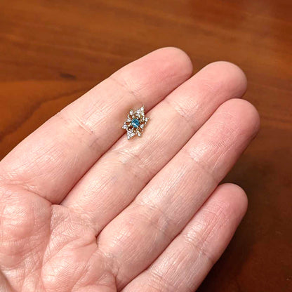 16G 1/4 Clear Blue Gem Gold Tone Royal Heart Labret Monroe Tragus