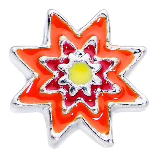 20G 1/4 Red Orange Fanciful Flower Nose Bone