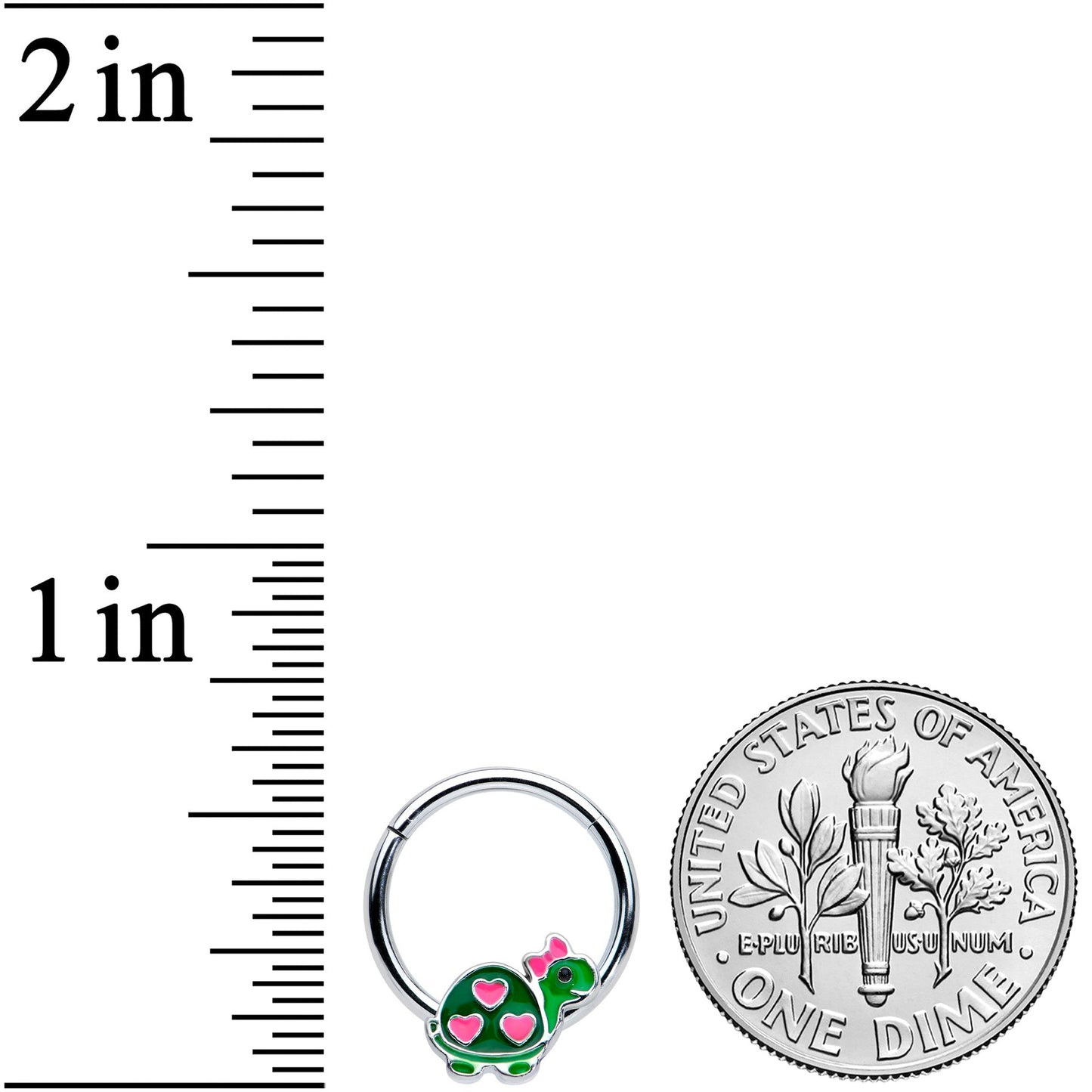 16G 3/8 Hearts Bow Pink Green Pretty Turtle Hinged Segment Ring