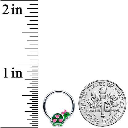 16G 3/8 Hearts Bow Pink Green Pretty Turtle Hinged Segment Ring