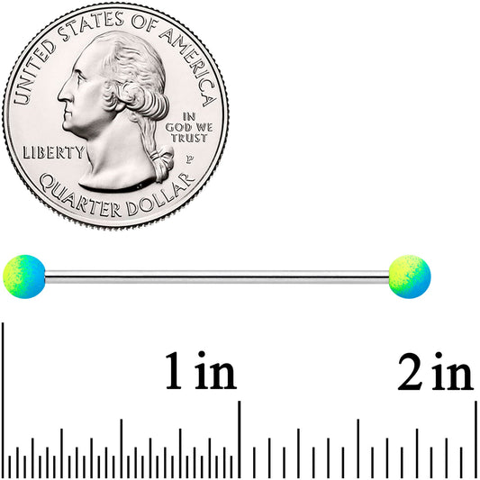 14G Blue Green Ombre Soft Finish Industrial Barbell 38mm