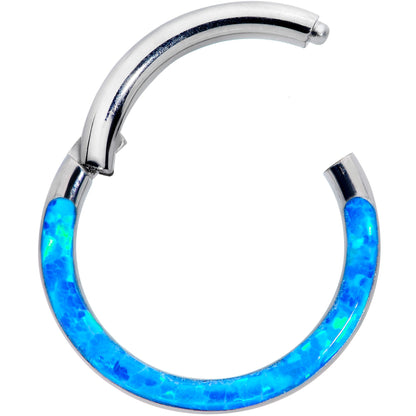 16G 5/16 Blue Synthetic Opal Implant Grade Titanium Segment Ring
