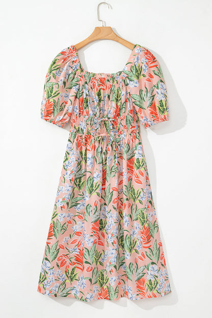 Floral Smocked Bust Bubble Maxi Dress
